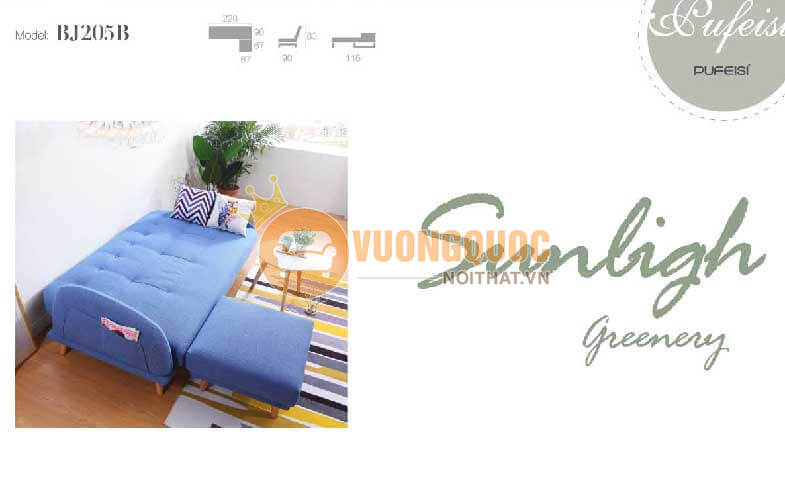 Ghế sofa giường đa năng đẹp màu xanh coban PFS BJ205B-2